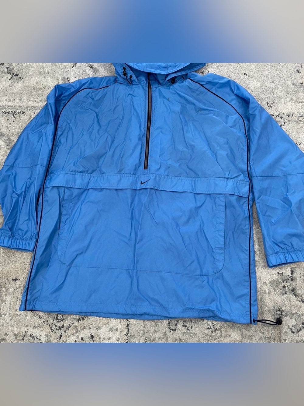 Nike Blue Hooded Half-Zip Windbreaker